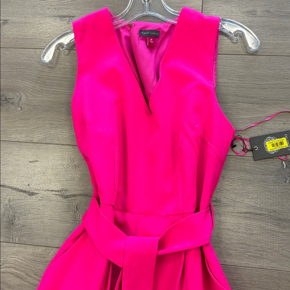 Vince Camuto Women's Sleeveless V-Neck Tie-Waist Jumpsuit Pink Size Small $109 - Picture 4 of 9